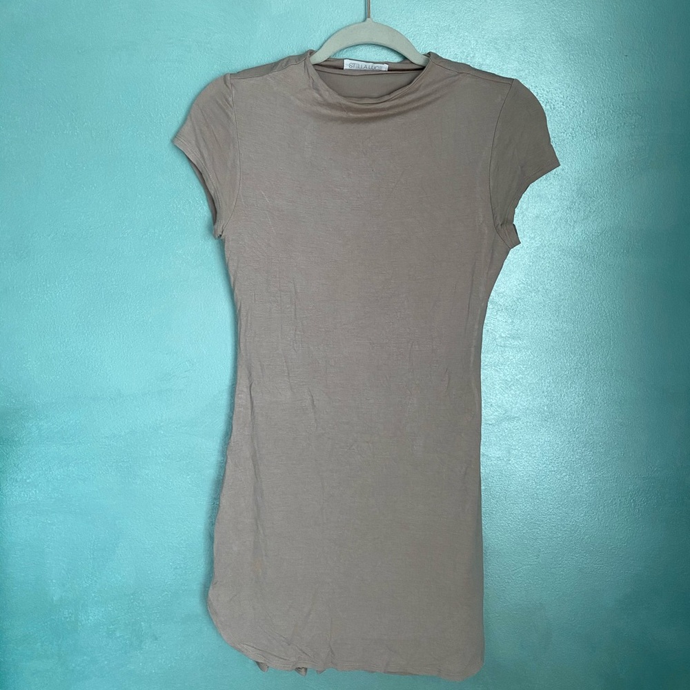 Taupe Bodycon Short Sleeve Dress